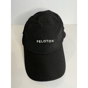Peloton Black Breathable Performance Running Hat Cap Adjustable Logo Metal Clip